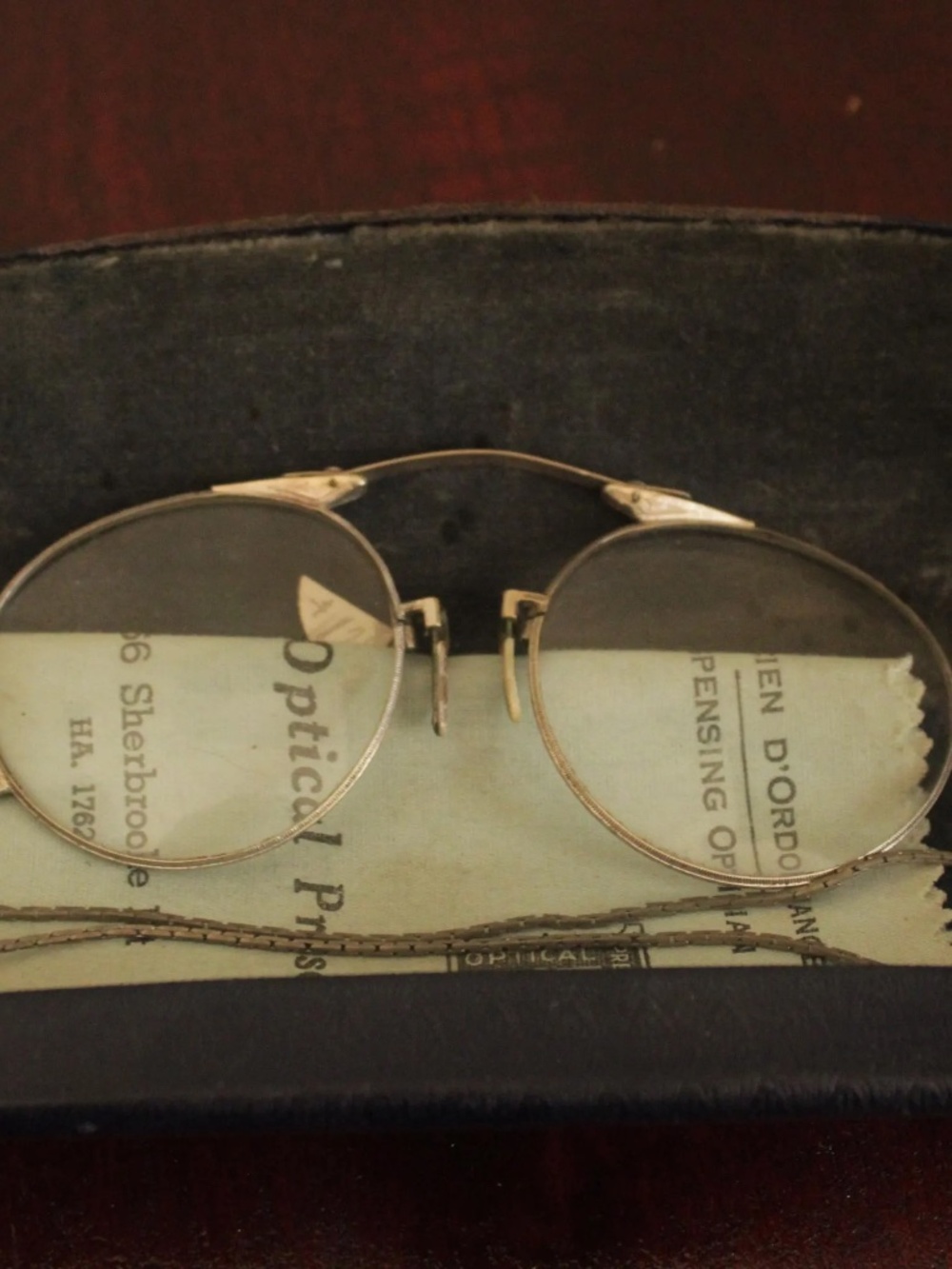 1900's Edwardian Metal Frame Folding Spectacles in Case